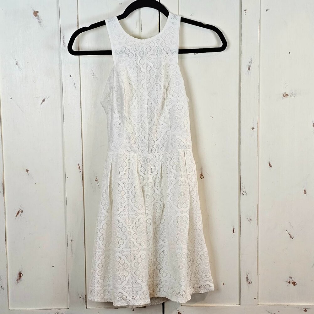 Hollister White Lace Open Back Dress Fit & Flare Size S